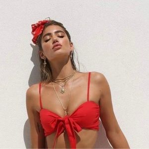 Front-tie cropped top in bright red